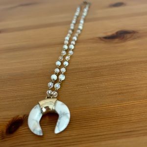 White Marble Crescent Horn Necklace